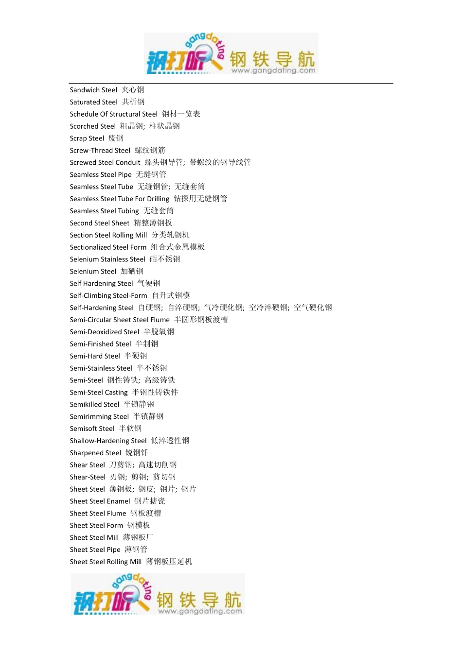 钢材英语大全之S开头的钢铁英语_第1页