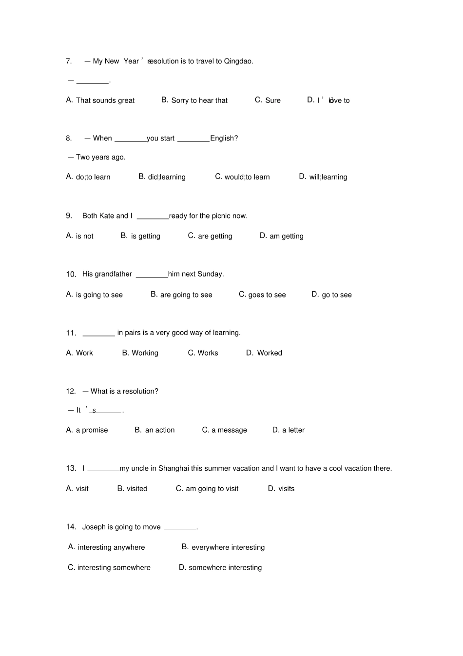 人教新目标版八年级上册Unit6I’mgoingtostudycomputer无答_第2页