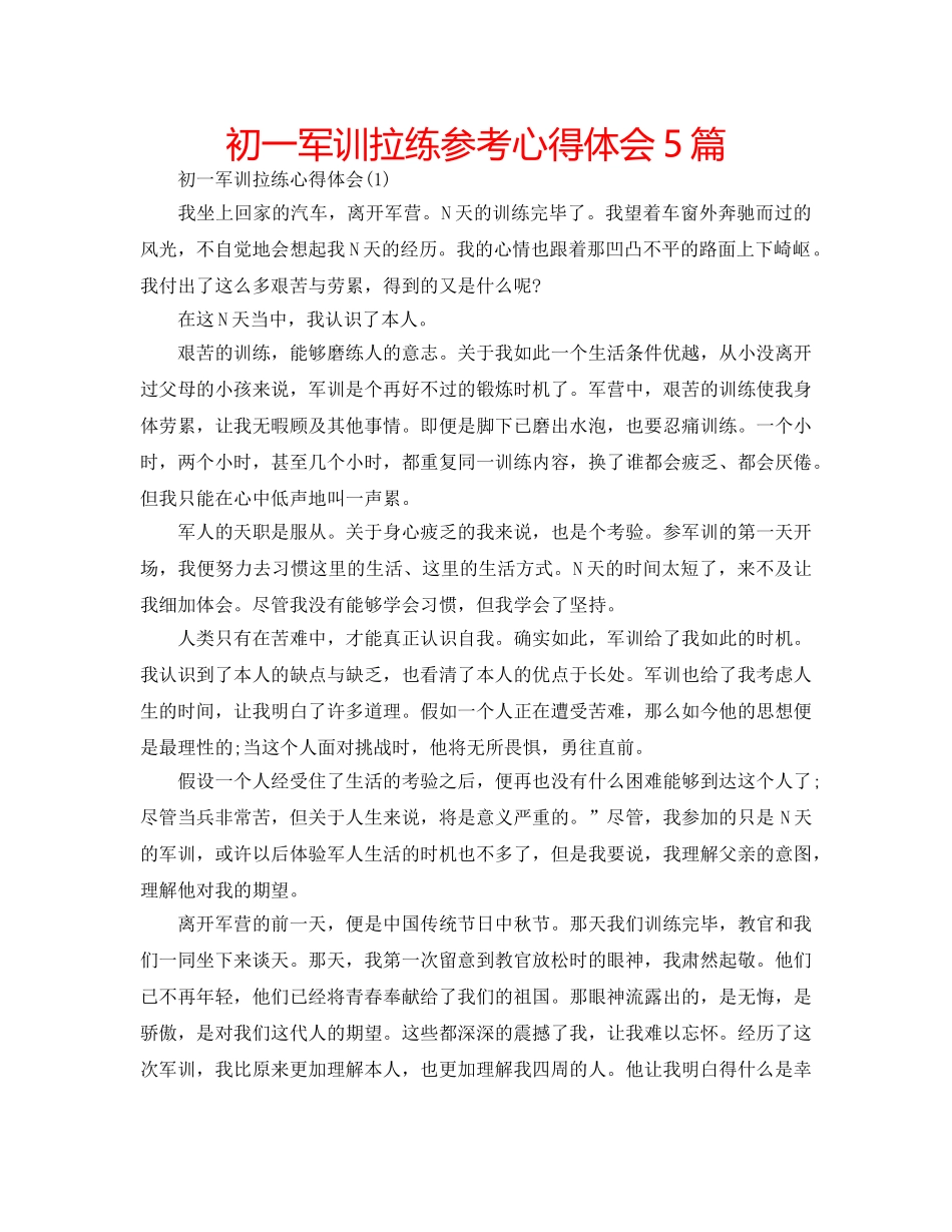 初一军训拉练参考心得体会5篇 _第1页