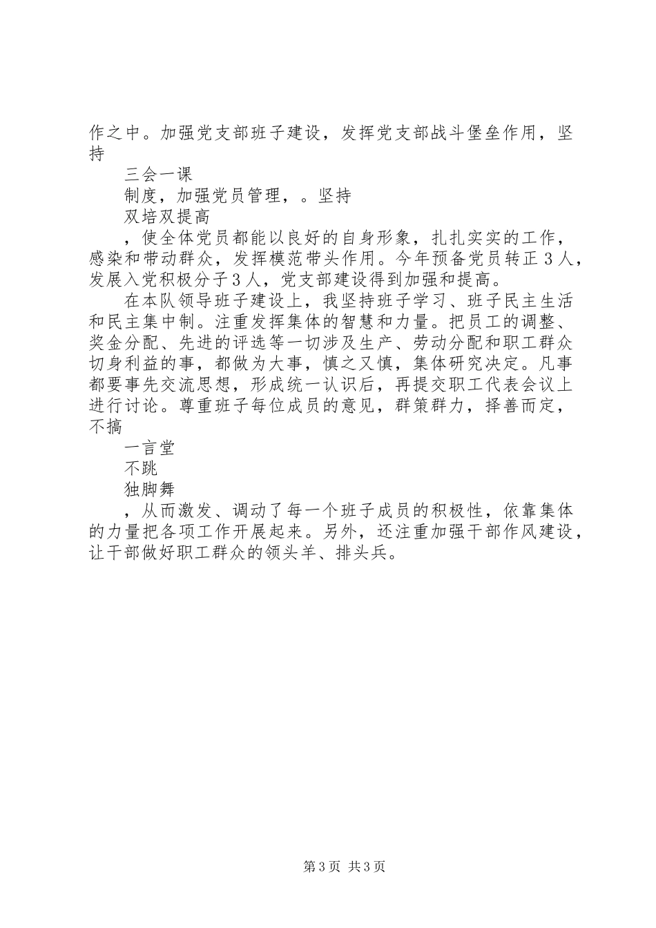 XX年11月钻井队党支部书记述职报告_第3页