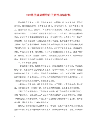 ---县民政局领导班子党性总结材料 