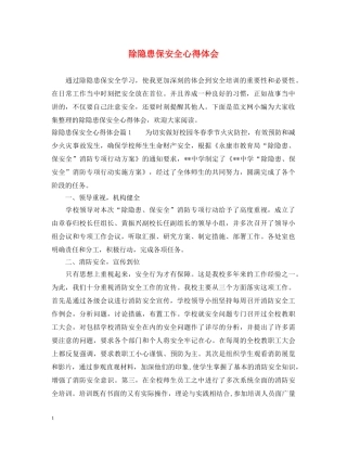 除隐患保安全心得体会 