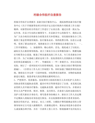 村级合作医疗自查报告 