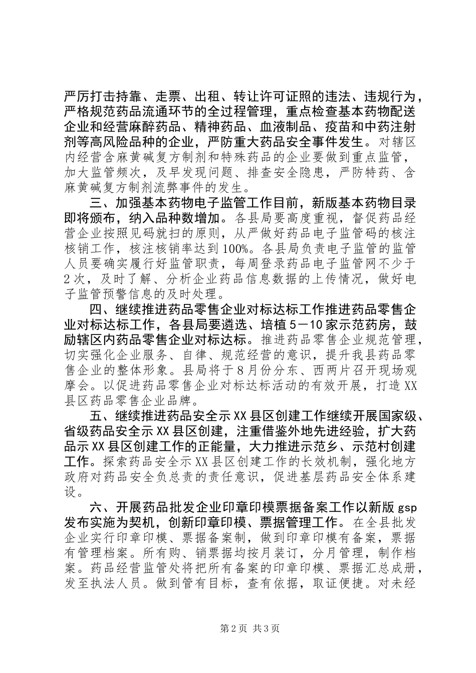 XX年XX县区药品经营监管工作要点_第2页