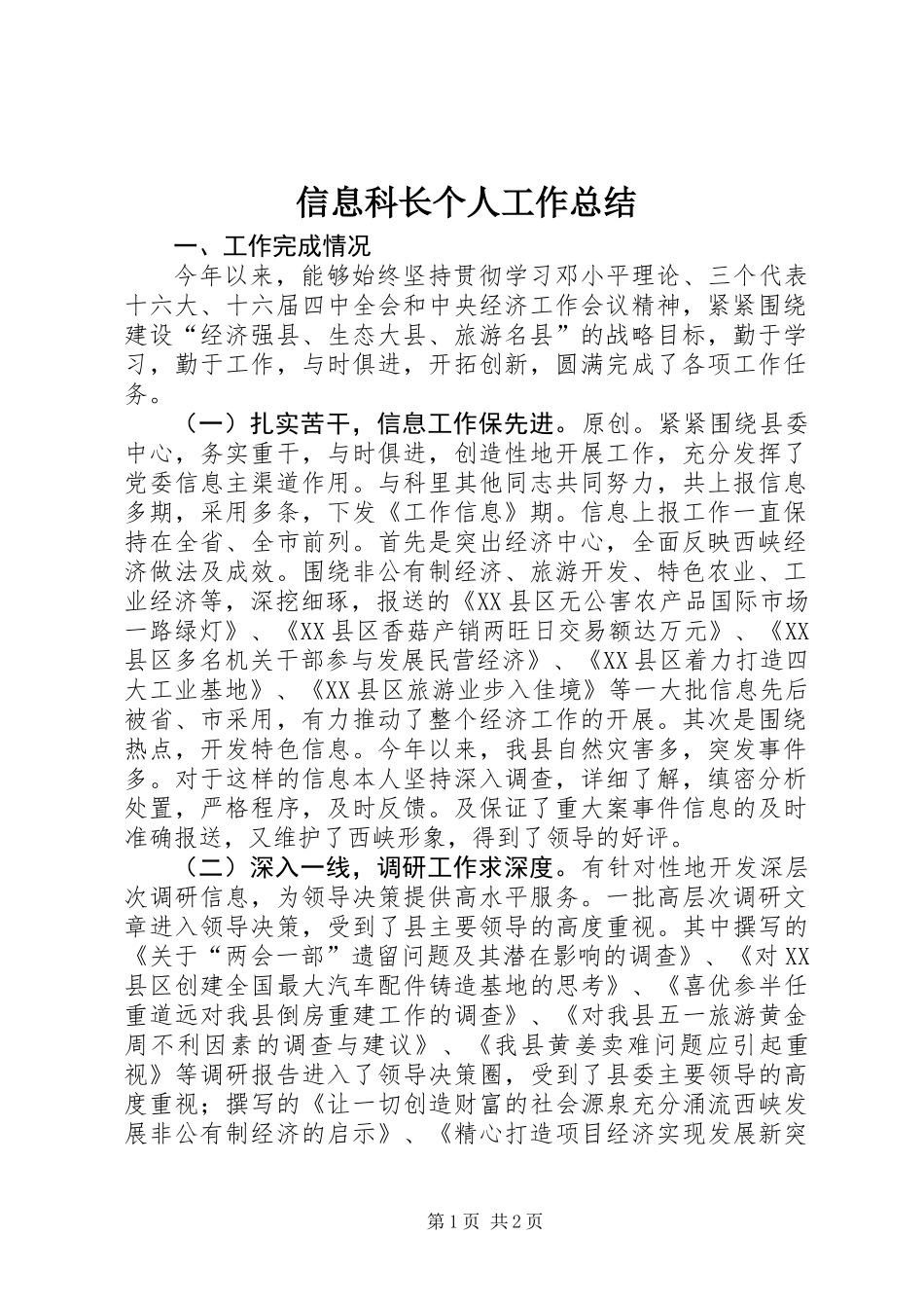 信息科长个人工作总结_第1页