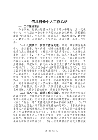 信息科长个人工作总结