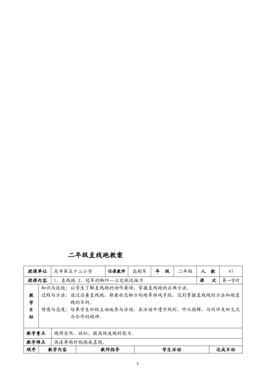 水平一快速跑单元教学计划_第3页