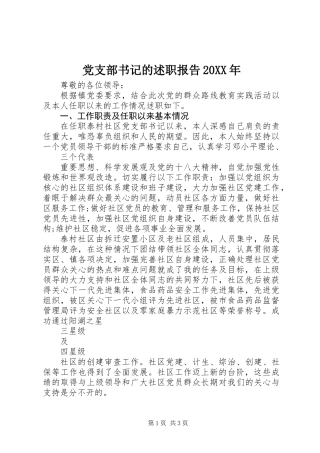 党支部书记的述职报告20XX年