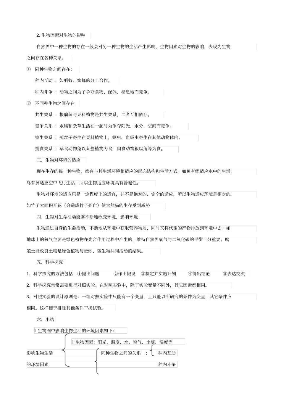 人教版2019届中考生物复习：生物的生存依赖一定的环境_知识点总结_第2页