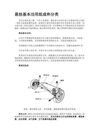 悬架的基本功用和分类