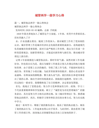 城管两学一做学习心得 