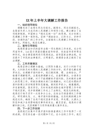 XX年上半年大调解工作报告