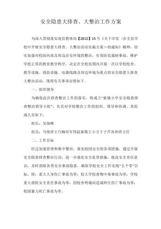 小学安全隐患排查整治工作方案
