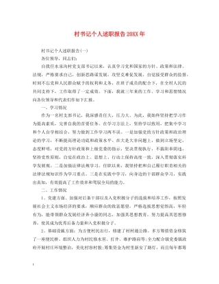 村书记个人述职报告20XX年 