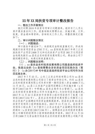 XX年XX局扶贫专项审计整改报告