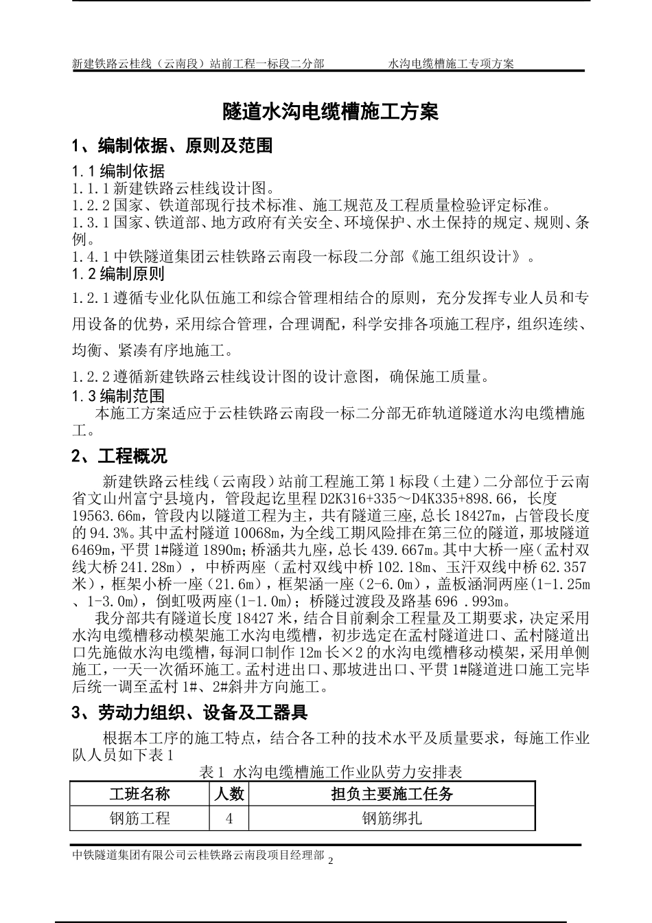 云桂铁路一标二分部水沟电缆槽施工方案_第3页