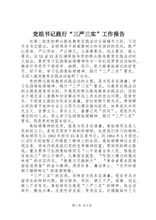 党组书记践行“三严三实”工作报告