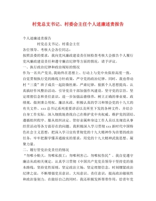 村党总支书记、村委会主任个人述廉述责报告 