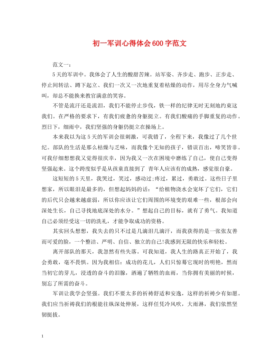 初一军训心得体会600字范文 (000002)_第1页
