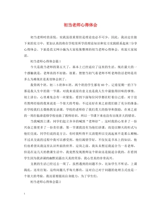 初当老师心得体会 