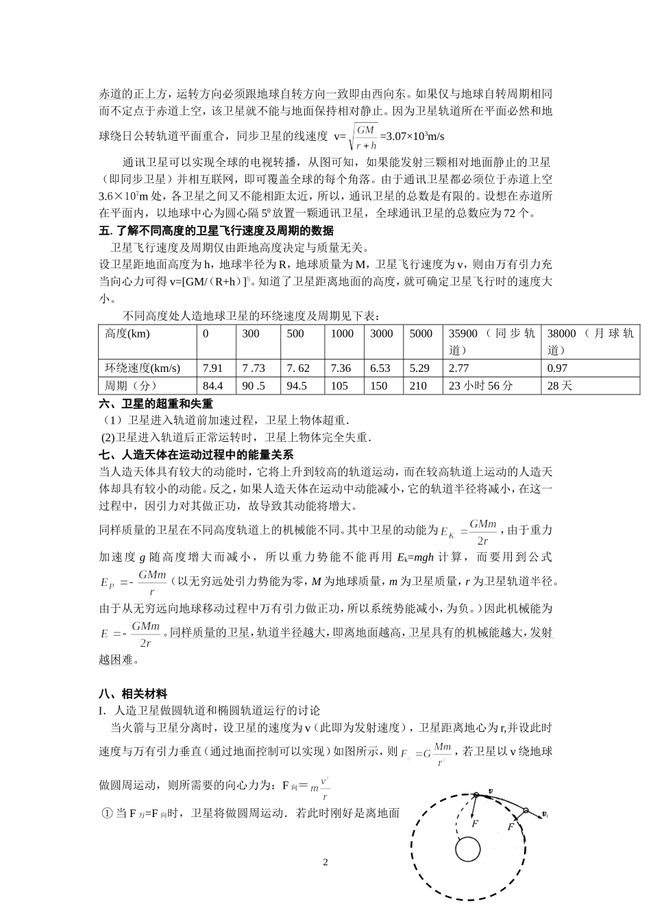 高三一轮复习 人造天体的运动_第2页