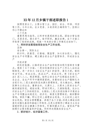 XX年12月乡镇干部述职报告1