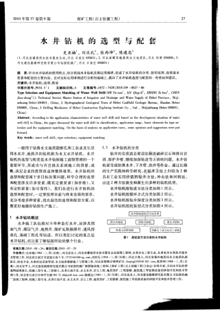 水井钻机的选型与配套