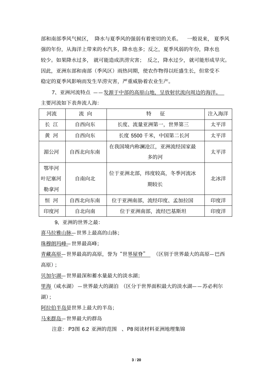 人教版七年级地理下册知识点梳理_第3页