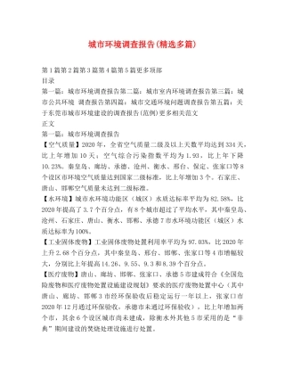 城市环境调查报告(精选多篇) 