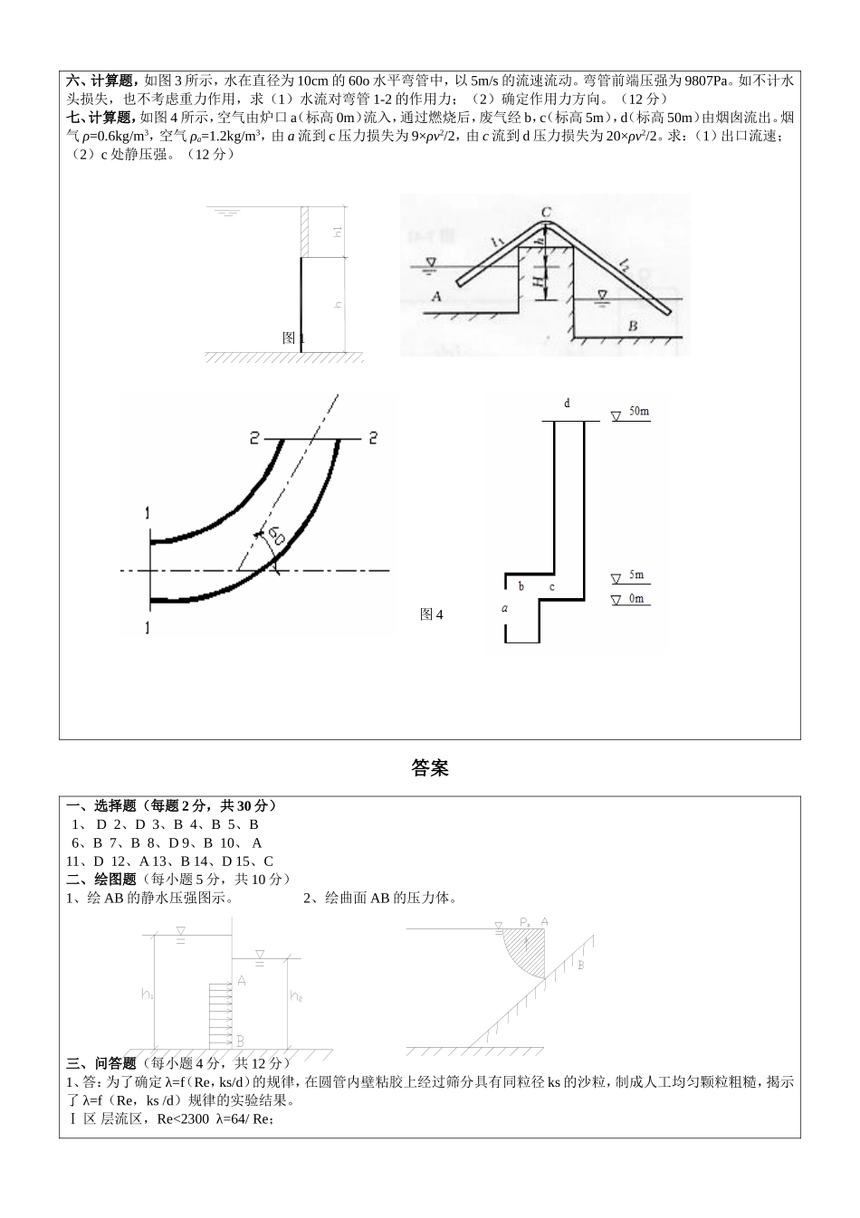 流体力学模拟试题3_第2页