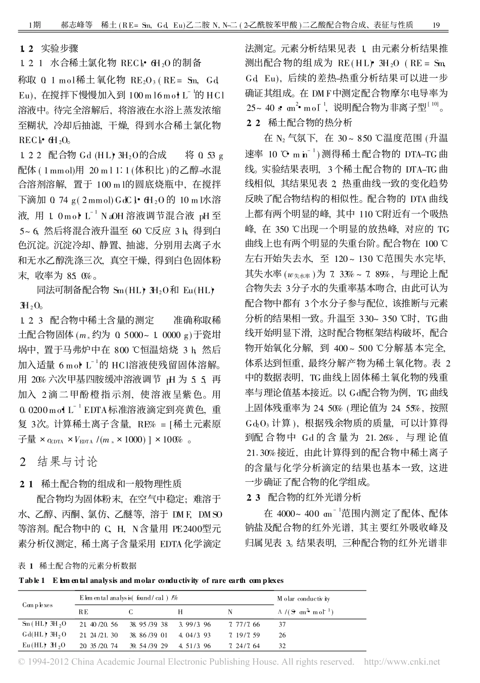 稀土_RE_Sm_Gd_Eu_乙二胺N_N_省略_乙酰胺苯甲酸_二乙酸配合物合成_第2页
