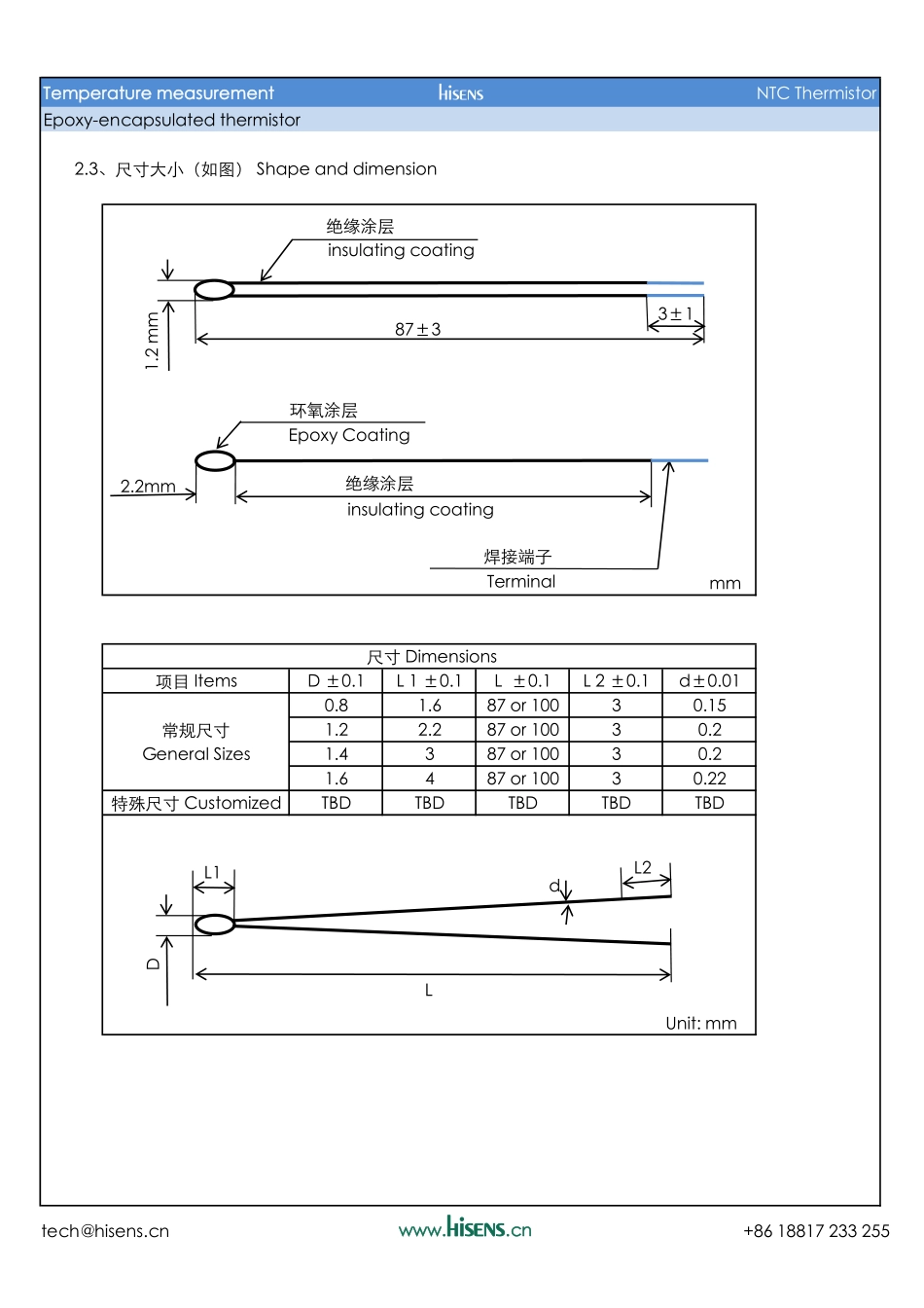 小黑头热敏电阻-电子体温计专用_第2页
