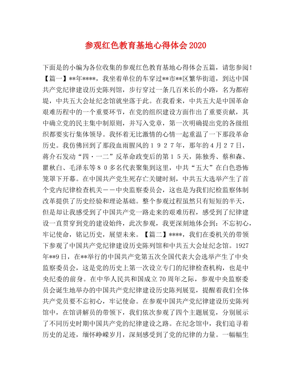 参观红色教育基地心得体会2020 _第1页