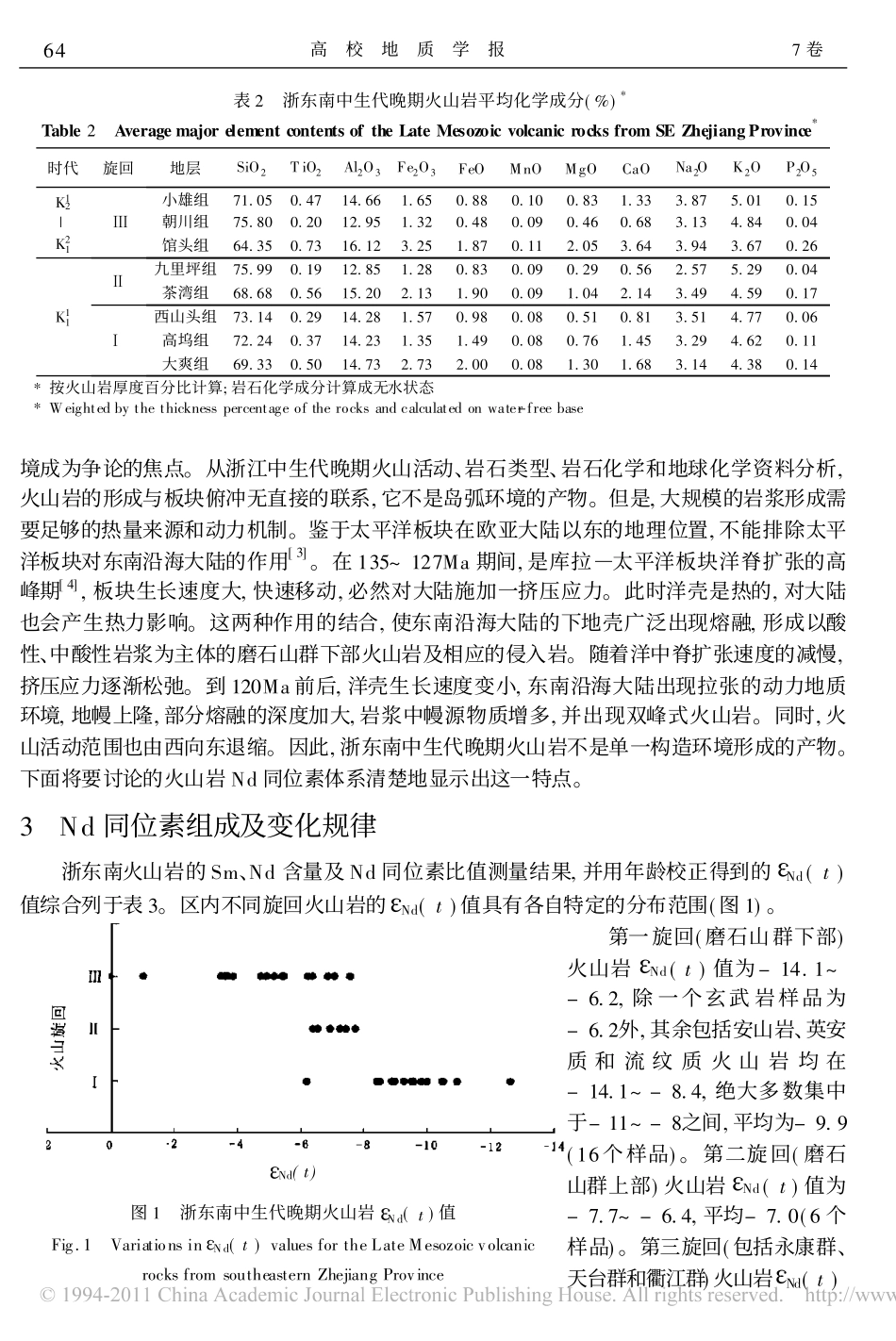浙东南中生代晚期火山岩Nd同位素组成及其地层学意义_俞云文_第3页