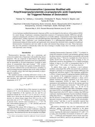 热敏脂质体DOX响应释放