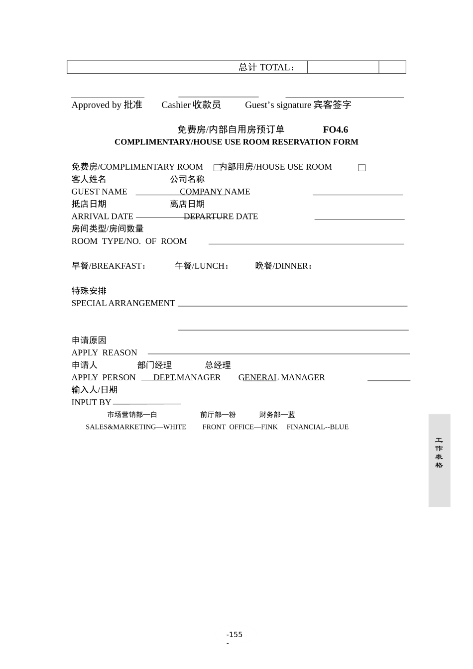 酒店前厅部工作表格_第3页