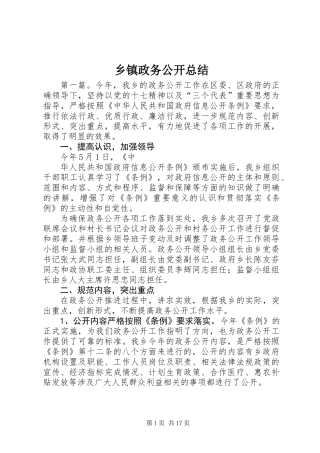 乡镇政务公开总结
