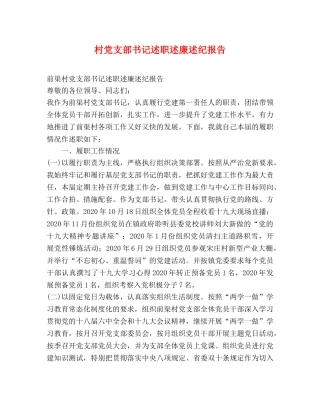 村党支部书记述职述廉述纪报告 