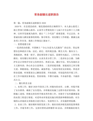 常务副镇长述职报告 