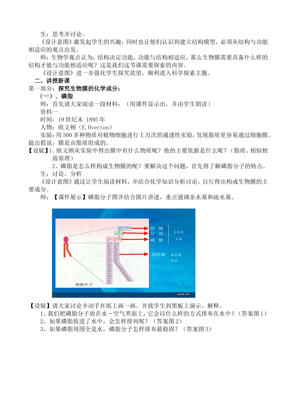 高中生物优秀课例--生物膜的流动镶嵌模型_第2页