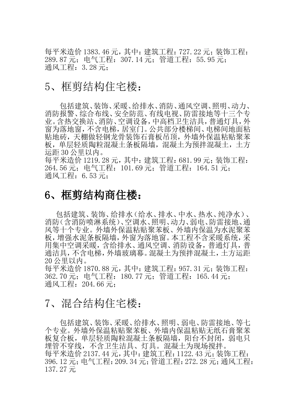 各种结构每平米工程造价_第2页