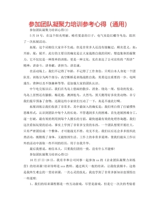 参加团队凝聚力培训参考心得（通用） 