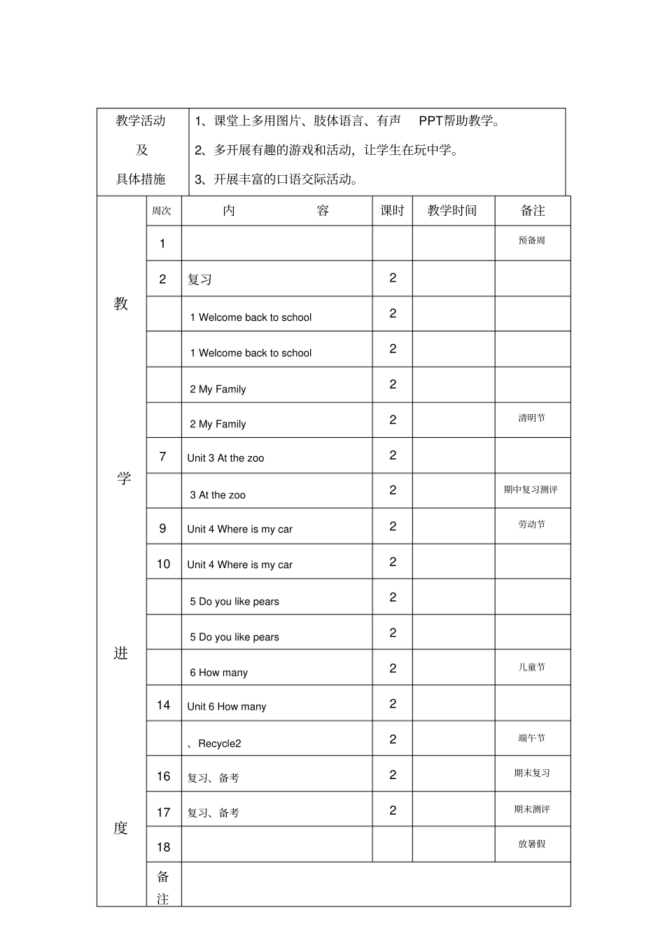 人教版三年级英语下册教学计划55253_第2页