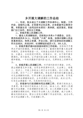 乡开展大调解的工作总结