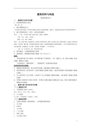 注册建筑建筑材料与构造(串讲整理)