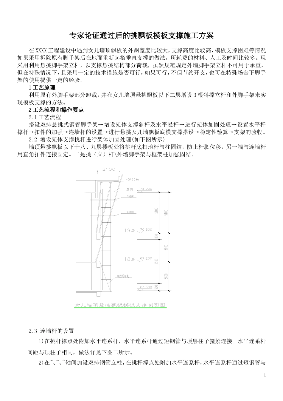 专家论证通过后的挑飘板模板支撑施工方案_第1页