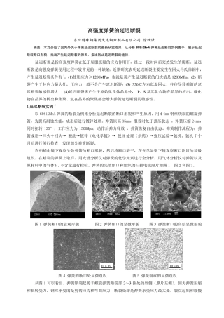 高强度弹簧的延迟断裂