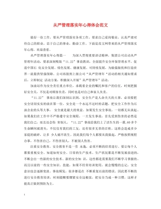 从严管理落实年心得体会范文 