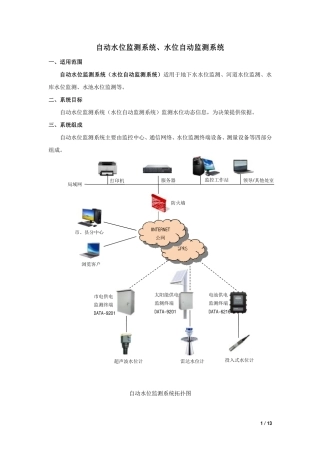 自动水位监测系统、水位自动监测系统