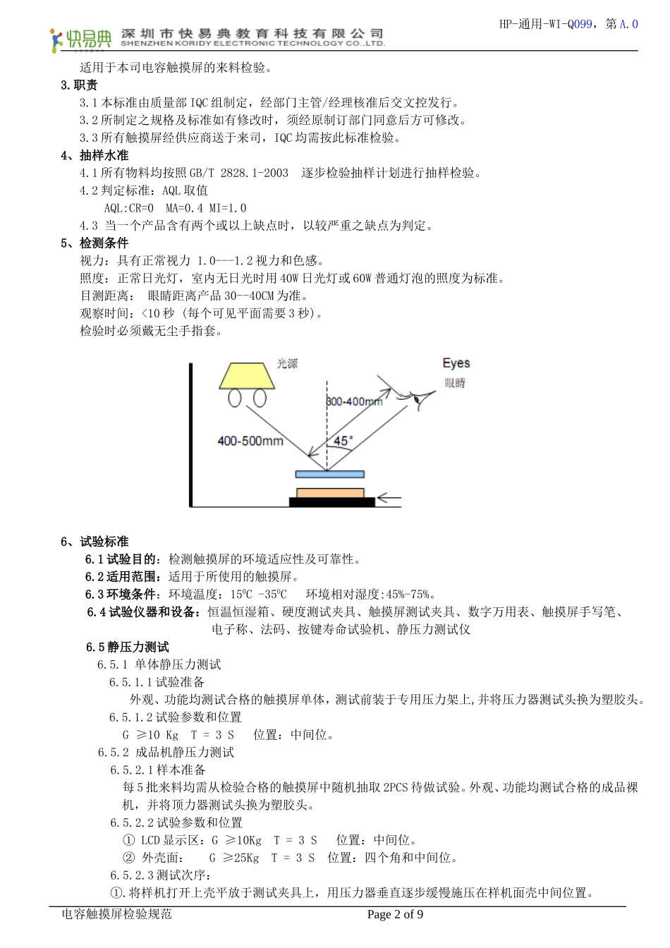 电容触摸屏检验作业指导书_第2页